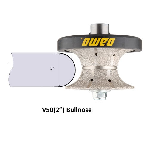DAMO V50 2 inch Full Bullnose Diamond Hand Profiler Router Bit Profile Wheel with 5/8-11 Thread for Granite Concrete Marble Countertop Edge