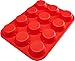 BakeMaster Silicone Muffin Pan Silicone Cupcake Pan 100% Food Grade Silicone Quiche Pan BPA free Non stick Red Silicone Cupcake Maker Lightweight Cupcake Mold Microwave and Dishwasher Safe