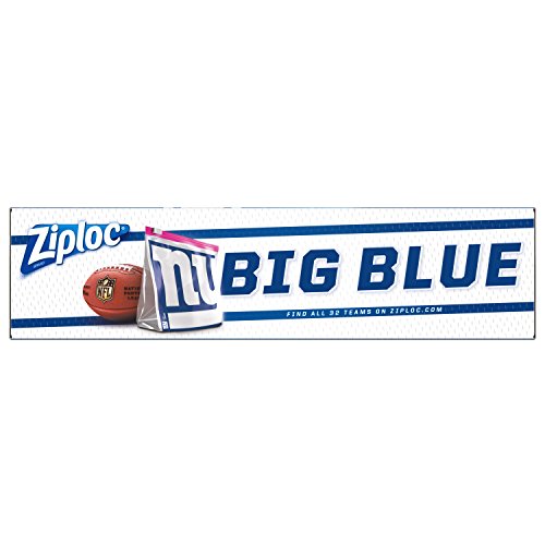 ZIPLOC SLIDER STORAGE GALLON BAG, GREAT FOR GRAB-AND-GO SNACKING, TAILGATING OR HOMEGATING, 20 COUNT- NFL NEW YORK GIANTS