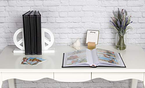 DesignOvation Debossed Black Faux Leather Photo Album, Holds 300 4x6 Photos, Set of 4