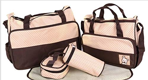SADAN Multi Function Mummy Baby Diaper Nappy Changing Tote Shoulder Handbag Messenger Light Weight with Bottle Zipper Bag and Mat (Coffee)