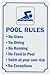 SmartSign-S-7123-AL 18 x 12 inch “Pool Rules - No Glass, No Diving, No Running, Swim At Your Own Risk…” Metal Sign, 63 mil Laminated Rustproof Aluminum, Blue and White