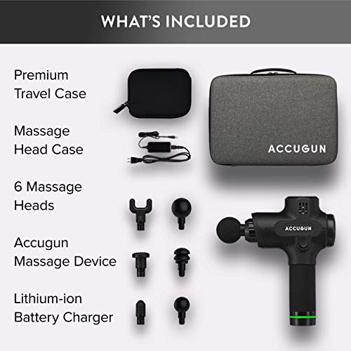 Accugun Portable Massage Gun | 6 Speeds | Quiet, Percussion, Handheld & Cordless Device | Athlete Recovery, Muscle Soreness, Back, Body & Foot Stiffness, Deep Tissue Therapy Relaxation | Flyby Design - Thumbnail 5