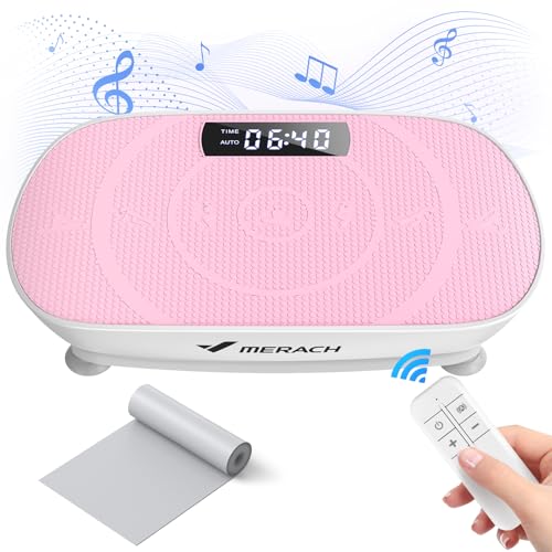 Plataforma Vibratoria, Potente Plataforma Vibración Muscular para Musculación y Moldeado, Control Automático de Velocidad, Altavoz Bluetooth Incorporado (Rosa)
