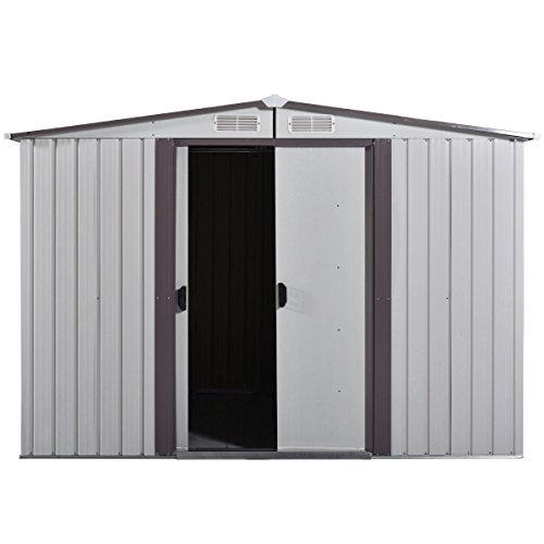 image for Tobbi 6' x 8' Metal Garden Storage Utility Tool Shed Outdoor Backyard 