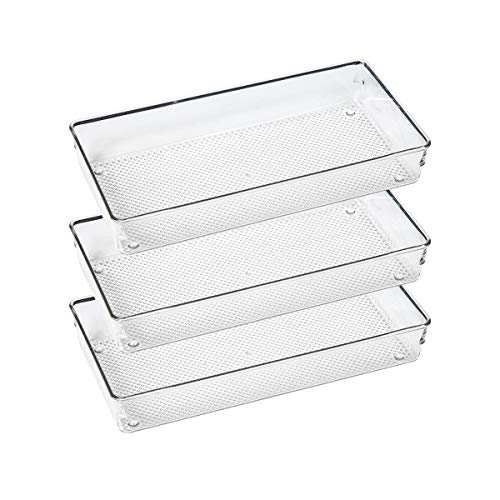 3 Pack Clear Plastic Drawer Organizer Tray Cutlery Utensil Makeups