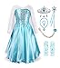 ReliBeauty Little Girls Princess Fancy Dress Elsa Costume with Accessories, 3T, Sky Blue