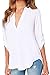 Chase Secret Womens Lady Casual Half Sleeve V Neck Shirt Blouses Medium White
