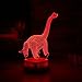 Dinosaur Illusion Night Light for Kids Birthday Gifts Optical Desk Lamp Table Touch Nursery Walking Animals Party Western Christmas Gift Children Room Decor 7 color Changing USB Crackle Diplodocus