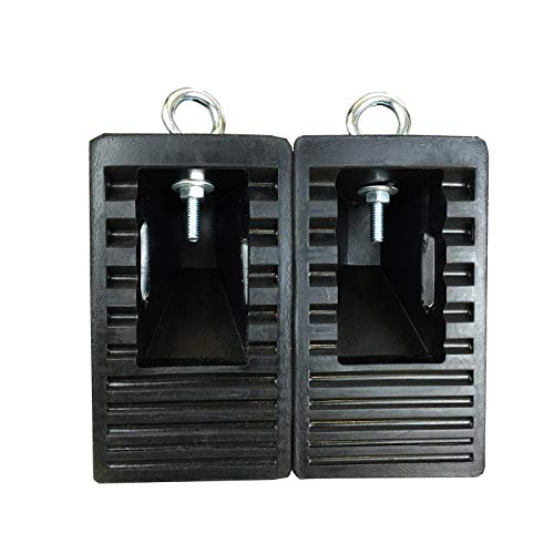 HOXWELL 2 Pack Solid Rubber Wheel Chocks with Eyebolt, Premium Heavy