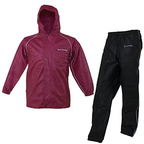 COMPASS VT13332-1041-MD Visitek T50 Youth Rain Suit, Black/Cherry, Medium