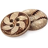 50 PCS 5 Styles Wooden Buttons Printed Wood Button 2 Holes Decorative Buttons for Clothing Knitting Crochet Project (#12,15mm)
