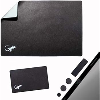 Mouse Pad Adhesive Bottom - Sticks to Any Surface - Portable - Webcam Covers and Screen Cleaner Included (Black)