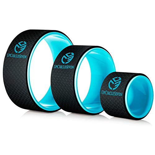 UpCircleSeven Yoga Wheel Set – Strongest & Most Comfortable Dharma Yoga Prop Wheel, 3 Pack for Back Pain and Stretching (12, 10, 6 inch) (Blue)