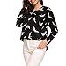 Zeagoo Women's Long Sleeve Printed Chiffon Shirt Blouse Tops,Black,Medium