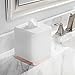 mDesign Modern Square Plastic Disposable Facial Tissue Box Cover and Holder for Bathroom Vanity Countertops, Bedroom Dressers, Night Stands, Desks, Tables - White/Rose Gold
