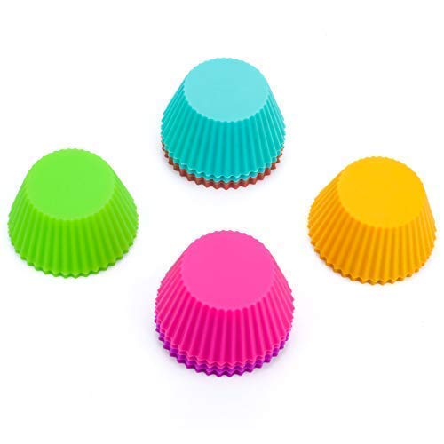 Gifbera Large Reusable Silicone Cupcake Baking Cups Jumbo Muffin Molds, 6 Colors, Pack of 12