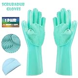 Scrubadub Gloves - Magic Silicone Gloves Premium with Wash Scrubber | Cleaning Gloves | Dishwashing Gloves | Dish Scrubber (Turquoise)