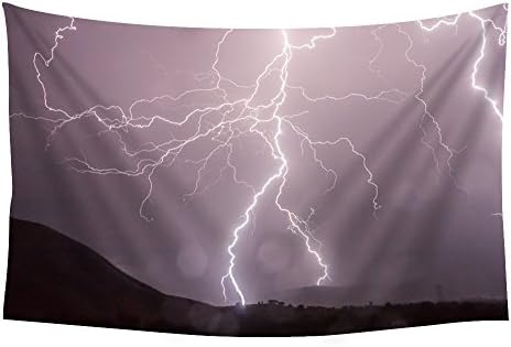 Lightning Storm Weather Sky Thunder Strike Bolt - Wall Tapestry Art For Home Decor Wall Hanging Tapestry 90x60 Inches