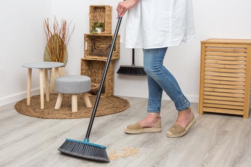 YORK Restart Broom with Long Handle, 120 cm, Beech Wood and Recycled Plastic, Ergonomic Floor Brush with Dense Bristles for Indoor and Outdoor Sustainable Erika Purple 31 cm Width