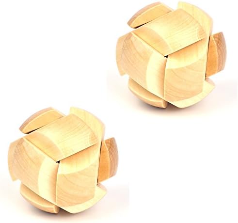 KAILIMENG 3D Wooden Football Cube Brain Teaser Puzzle Toy, 2 Pack