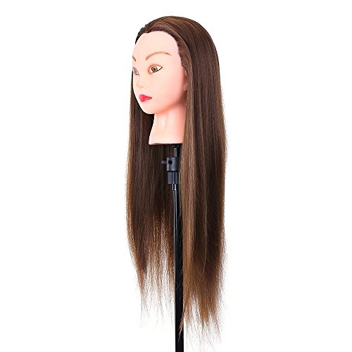 Wultia - 24" Mannequin Head Hairdressing Training Head for Hair Styling Practice Dummy Head for Hair Braiding High Temperature Fiber Head Model