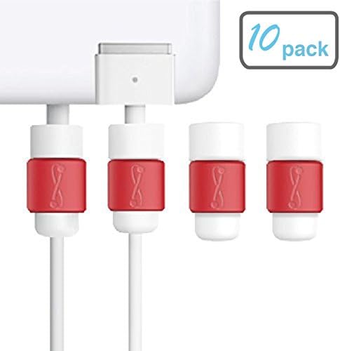 LimitStyle Charging Cord Saver Protector for MagSafe (for MacBook Pro and MacBook Air - Protective for Apple Macbook power Cables (Red, 10 Pack)
