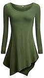 HIMONE Womens Long Sleeve Handkerchief Hemline Tunic Top