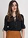 Persun Women Lace Up Front Split Side Plain Blouse, X-Large, Black
