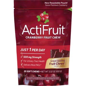 Enzymatic Therapy ActiFruit Cranberry Fruit Chew, 500 mg, 20 Soft Chews, Pack of 6
