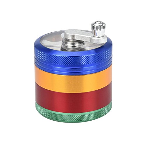 Snowfoller Multicolor Grinder - Tobacco Herb Weed Grinder with Pollen Catcher - 4-layer 54mm Metal Herb & Spice Mills with Mill Handle