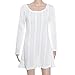 Franterd Women's Plain A Line Cable Long Sleeve Knit Sweater Mini Dress (S, White)
