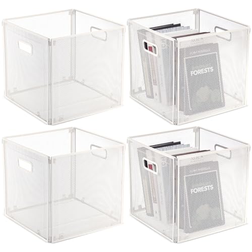 Photo 1 of Funnymoom 2 Pcs Foldable Metal Cube Storage Baskets 13x13 Kitchen Wire Baskets Stackable Mesh Laundry Organizer Bin with Handles for Shelves Kitchen Pantry Cabinets Closet Food (White)