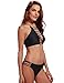 Women's Halter Bikinis Bathing Suits Strappy Padding Swimsuit Set 4 Piece Black M