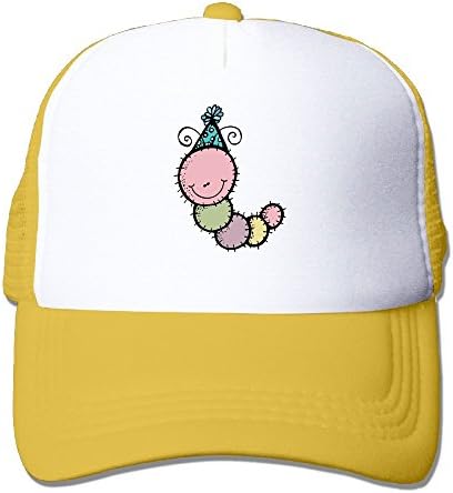 Uzhongquux Happy Birthday Caterpillar Summer Mesh Cap With Adjustable Snapback Strap Yellow