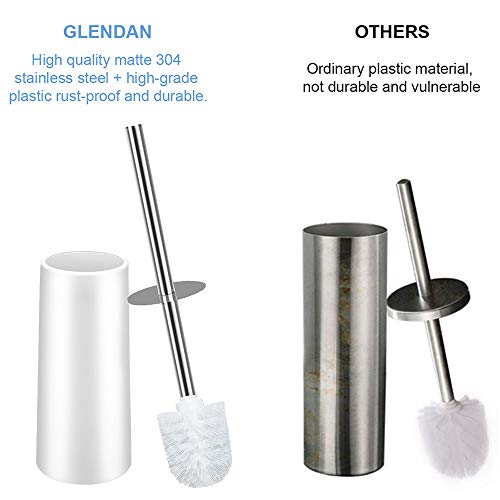 Glendan Toilet Brush and Holder,3 Pack Upgraded Modern Design with 304 Stainless Steel Long Handle and Kinsky Strong Bristles,Bathroom Toilet Bowl Brush Set-Ergonomic, Elegant,Durable