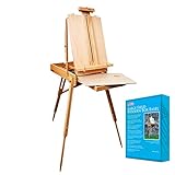 U.S. Art Supply Coronado French Style Easel & Sketchbox with 12' Drawer, Wooden Pallete & Shoulder Strap