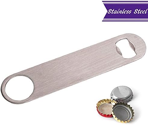 Flat Bottle Opener, 7-Inch Heavy Duty Stainless Steel Bar Blade, Speed Opener, Commercial Quality Beer Bottle Opener by Tezzorio