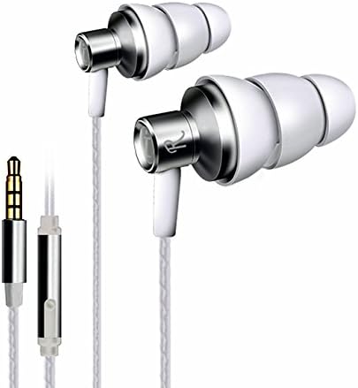 Wired Earbuds,LOFS Stereo Bass Sweatproof In-ear Aviation Aluminum Earbuds for iPhone iPod iPad HTC XIAOMI SAMSUNG Android Smartphones Laptops Tablets MP3 Players-Ivory