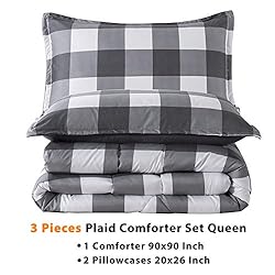 Andency Queen Comforter Set Grey Plaid