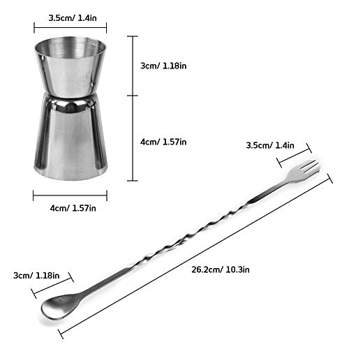SourceTon Edelstahl-Mischlöffel und Messbecher (15 - 30 ml), je 3 Stück Cocktail-Barbecher und 25,4 cm lange Rührlöffel… – Bild 8