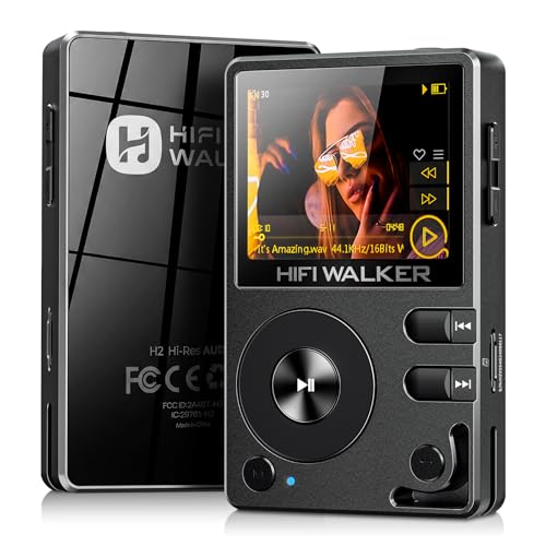 HIFI WALKER H2 Bluetooth Hi-Res MP3 Player, 64GB Audiophile HiFi MP3 Player, ESS DSD FLAC, Portable Audio Player, Zinc Case, USB DAC, Line Out, Expandable up to 512GB