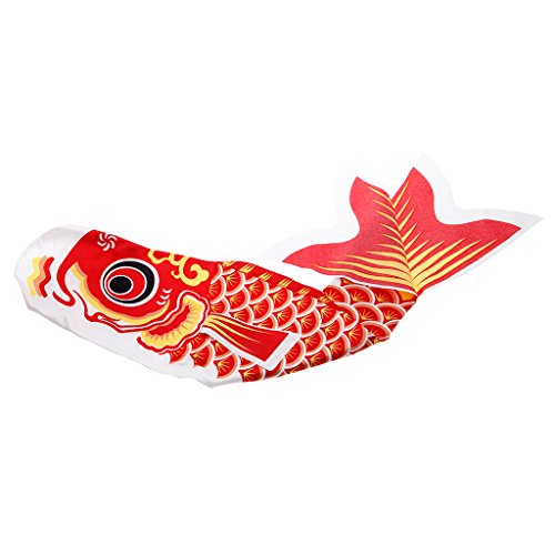 Shoresu Fish Flag, 70cm Koi Nobori Carp Wind Socks Koinobori Colorful Fish Flag Hanging Wall Decor - Red - Thumbnail 2