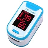 HJK Fingertip Pulse Oximeter Portable Digital Blood Oxygen and Pulse Sensor Meter SPO2 Pulse Oximeter hylogy Blood Oxygen Saturation Monitor for Adults Child with Batteries and Lanyard Navy Blue
