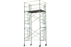 CBM Scaffold Rolling Tower Standing at 14'2" HIGH with 3 Decks Aluminum Plywood Deck and Guard Rail