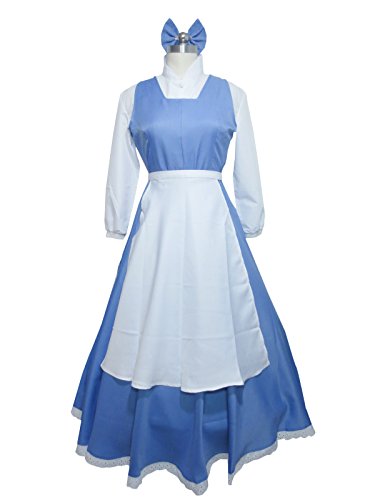 Beauty And the Beast Belle Halloween Blue Maid Dress Cosplay Costume