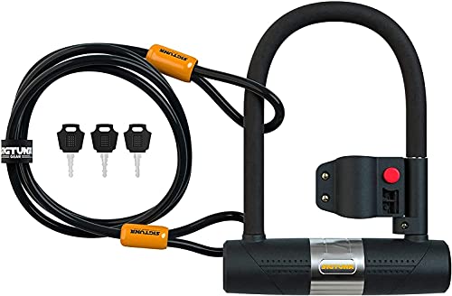 SIGTUNA Fahrradschloss - 16 mm Schweres Fahrrad Bügelschloss mit 1,2m Kabel fürs Rennrad, Mountainbike, E-Bike, Klapprad mit Halterung, 3 Schlüssel, O