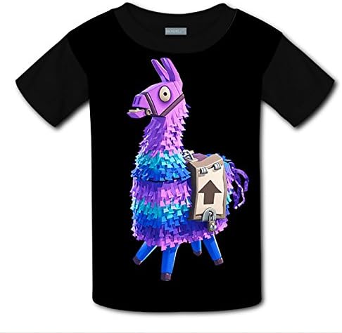 rihtuues Youth Unisex Kids Fortnite Llama Unicorn 3D Creative Short Sleeve T-Shirts Tees - XL