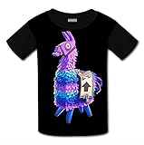 rihtuues Youth Unisex Kids Fortnite Llama Unicorn 3D Creative Short Sleeve T-Shirts Tees - L