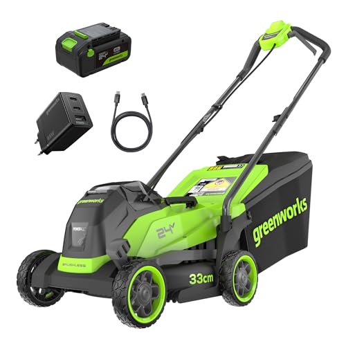 24V Tagliaerba a batteria,larghezza di taglio 33 cm fino a 280 m² e Tagliabordi senza fili con testa di alimentazione automatica, con 1 batteria 4Ah e caricabatteria - MTCK24B410-01
